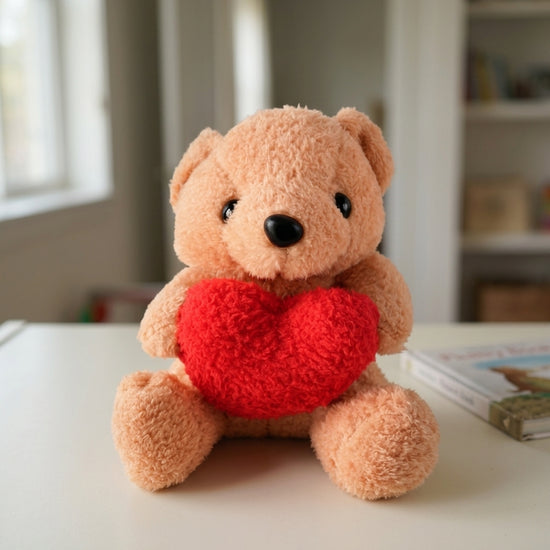 T&CO classic 18cm snow white plush teddy bear with tartan check plaid ears, matching necktie ribbon bow, and paw pads