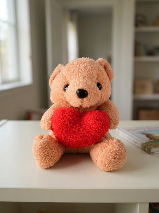 T&CO classic 18cm snow white plush teddy bear with tartan check plaid ears, matching necktie ribbon bow, and paw pads