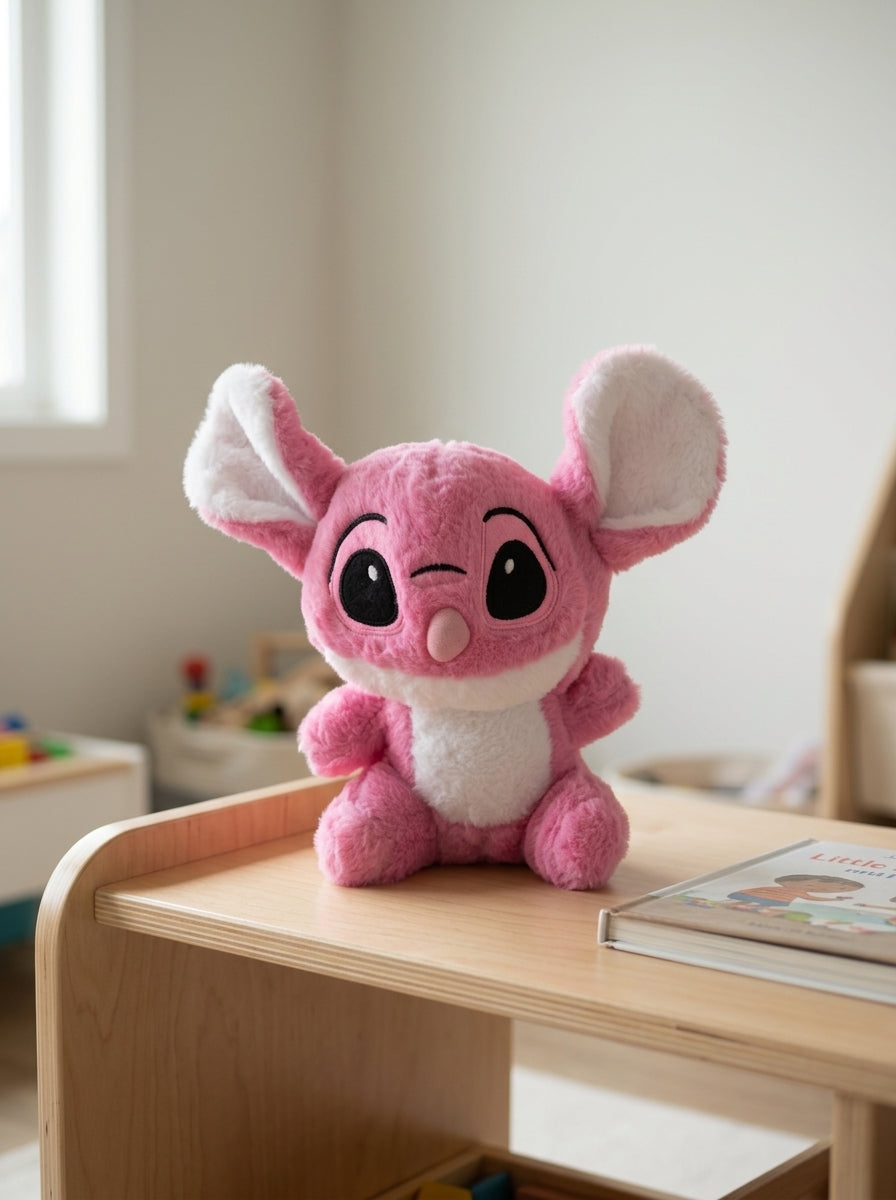 T&CO 15cm cute white plush teddy bear holding an embroidered red plush heart