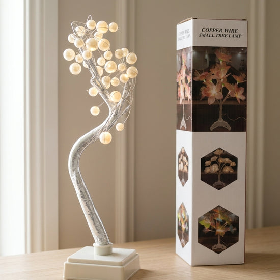 T&CO 38cm bonsai rainbow LED fairy light tree tabletop figurine lamp with vibrant multicolor lights on adjustable silver branches