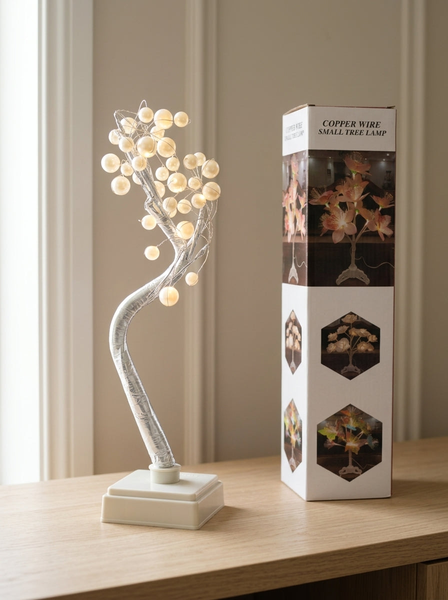 T&CO 38cm bonsai rainbow LED fairy light tree tabletop figurine lamp with vibrant multicolor lights on adjustable silver branches