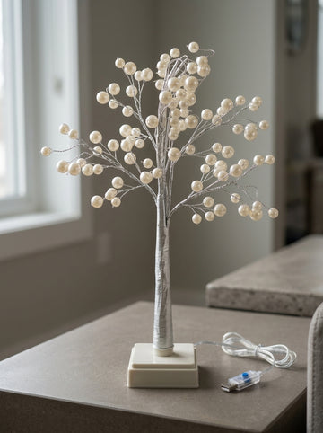 T&CO 46cm bonsai rainbow LED fairy light tree tabletop figurine lamp with vibrant multicolor lights on adjustable silver branches