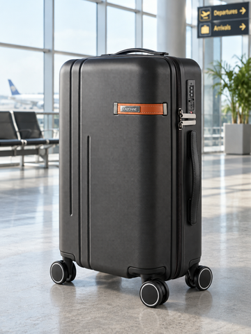 T&CO 925 hardshell 360-degree spinner cabin luggage suitcase in distinguished coffee brown, 20 inch cabin size with telescoping handle