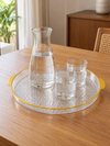 Medium 28 cm round plastic serving tray with cutout handles top view
