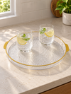 Extra large 35.5 cm round plastic serving tray with cutout handles top view