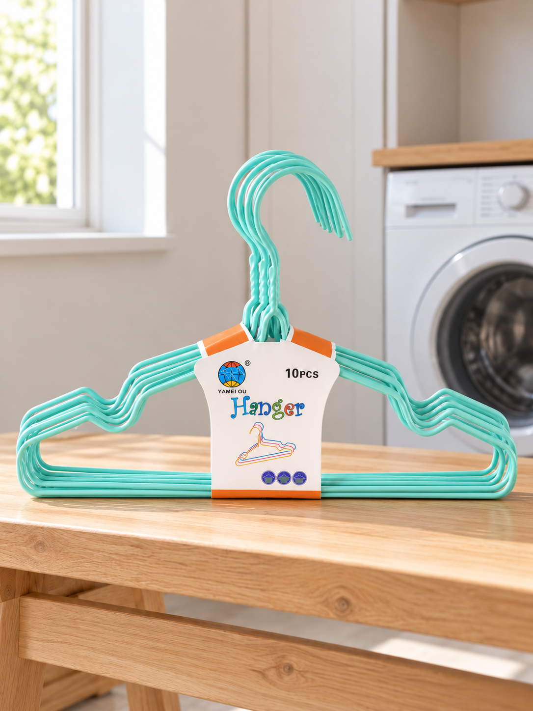 Green plastic kids clothes hangers 10-pack for children's closet organization