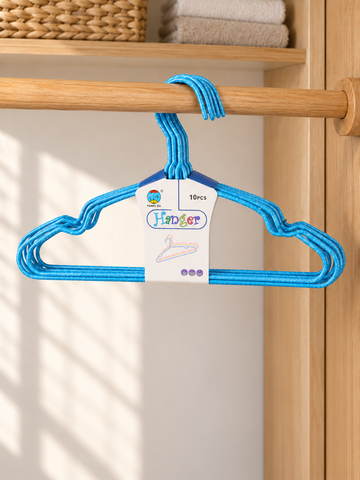 10-Piece Sparkle Glitter Plastic-Coated Wire Clothes Hangers Set in Ocean Blue at Thilakma Sri Lanka