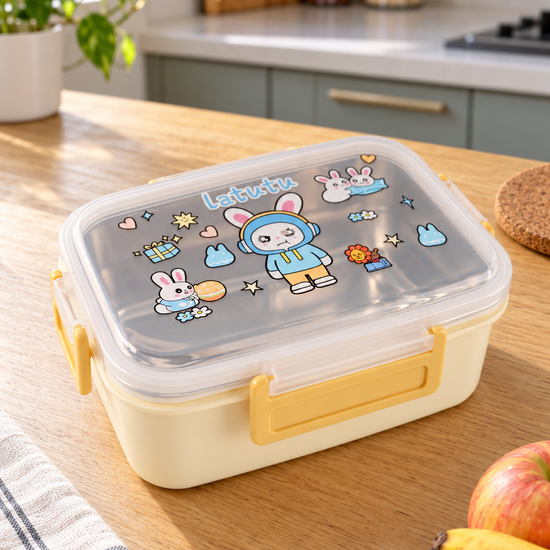 Latutu Stainless Steel Insulated Kids Bento Lunch Box with Clip Lock Lid in Cream at Thilakma Sri Lanka