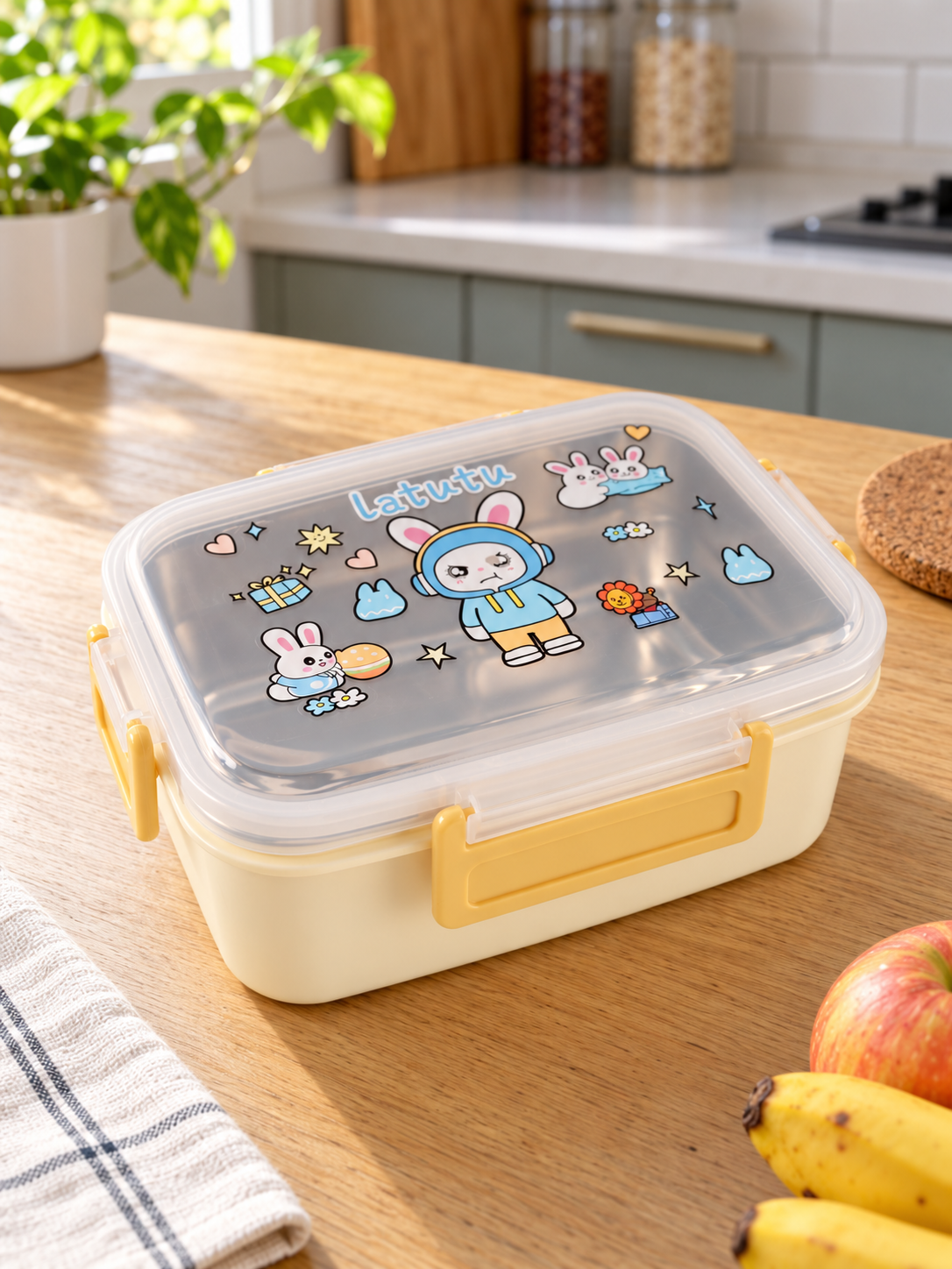 Latutu Stainless Steel Insulated Kids Bento Lunch Box with Clip Lock Lid in Cream at Thilakma Sri Lanka
