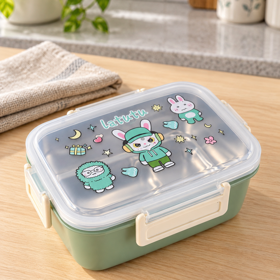 Latutu Stainless Steel Insulated Kids Bento Lunch Box with Clip Lock Lid in Mint Green at Thilakma Sri Lanka
