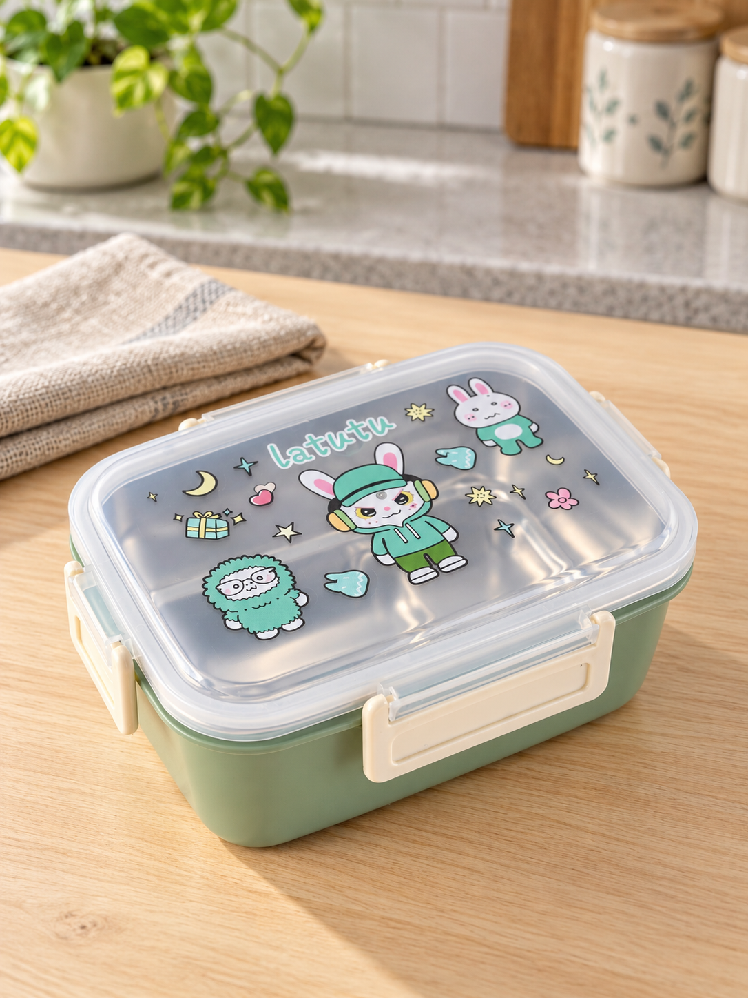 Latutu Stainless Steel Insulated Kids Bento Lunch Box with Clip Lock Lid in Mint Green at Thilakma Sri Lanka