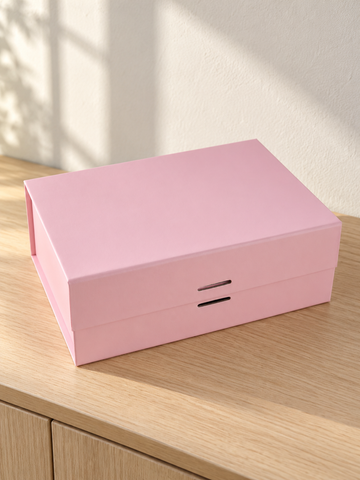 Small Collapsible Rigid Luxury Gift Box with Ribbon Slots in Baby Pink at Thilakma Sri Lanka
