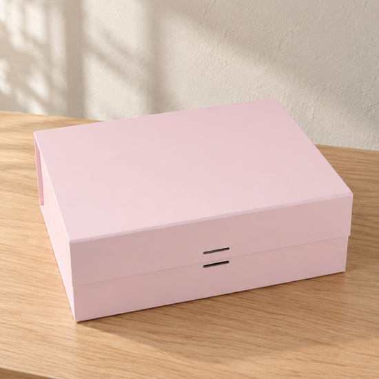 Medium Collapsible Rigid Luxury Gift Box with Ribbon Slots in Baby Pink at Thilakma Sri Lanka