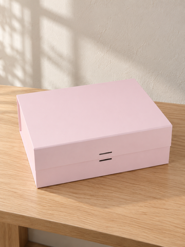 Medium Collapsible Rigid Luxury Gift Box with Ribbon Slots in Baby Pink at Thilakma Sri Lanka