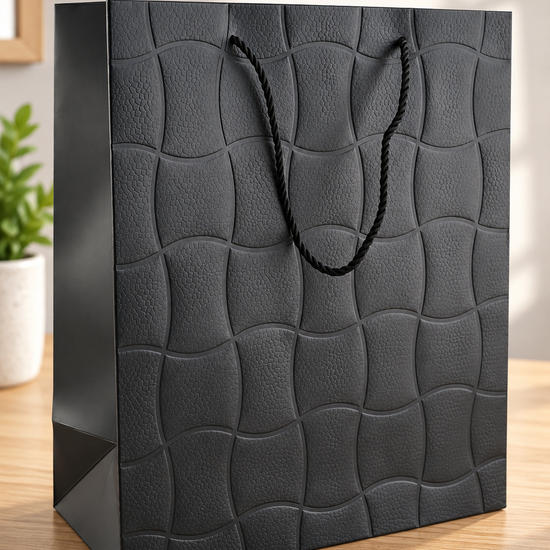 Embossed Ripple Wave Medium Paper Gift Bag Black - 26 x 12 x 32 cm