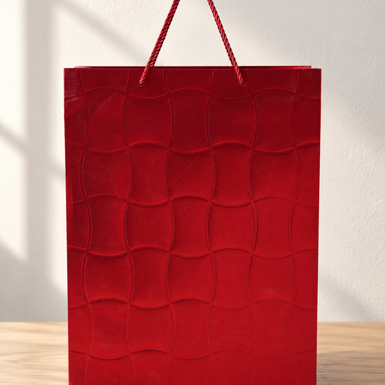 Embossed Ripple Wave Large Paper Gift Bag Red - 30 x 12 x 40 cm