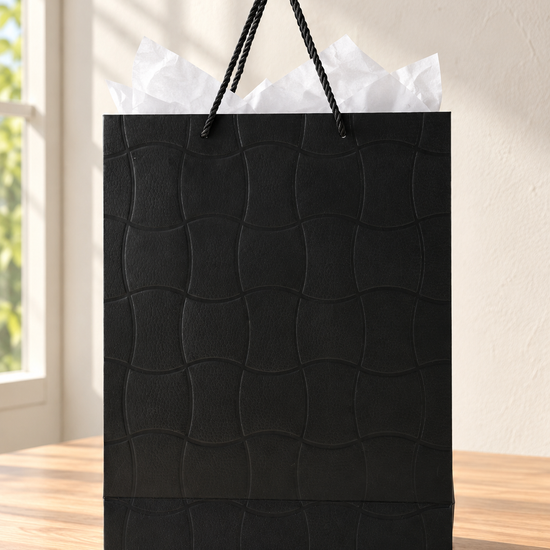 Embossed Ripple Wave Large Paper Gift Bag Black - 30 x 12 x 40 cm