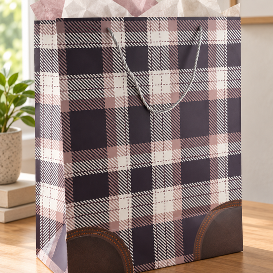 Ebony Check Tartan Plaid Extra Large Paper Gift Bag - 40 x 18 x 49 cm