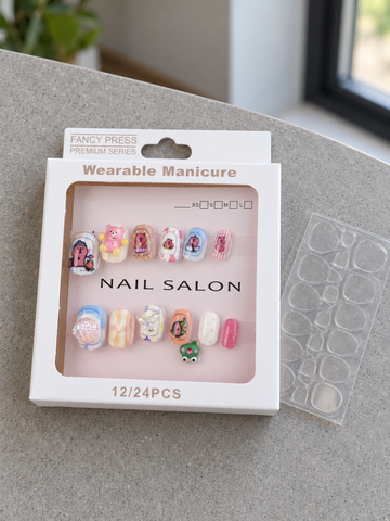 Fancy Press capybara and little frog 3D charm press on nail set with adhesive jelly tabs in display box