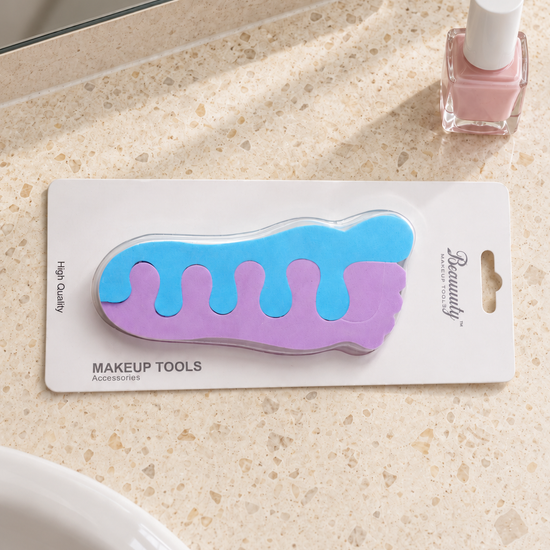 Beawwty dual-color blue and purple soft foam toe separators pair for smudge-free pedicure nail polish application