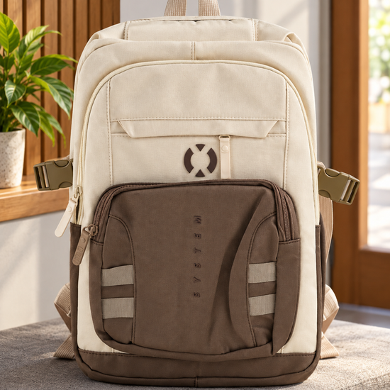 Thilakma tactical system desert coyote brown nylon laptop backpack featuring buckle compression strap, MOLLE webbing loops, V-shaped padded shield, and multi-pockets