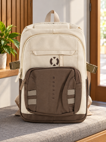 Thilakma tactical system desert coyote brown nylon laptop backpack featuring buckle compression strap, MOLLE webbing loops, V-shaped padded shield, and multi-pockets