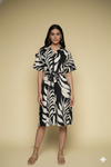 Leaf Print Button Down Midi Dress for girls