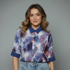Abstract Watercolor Collared Blouse for girls