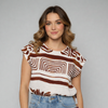 Women's Geometric Printed Cap Sleeve Blouse
