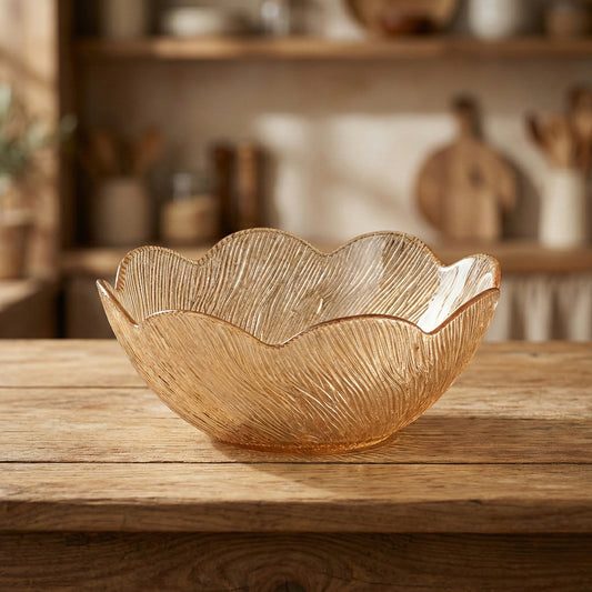 Glass Flower Bowl Gold