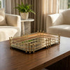 Gold Radiant Rectangle Metal Mirror Decorative Tray