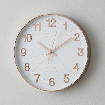 Wall Clock 8206 White & Ros Gold