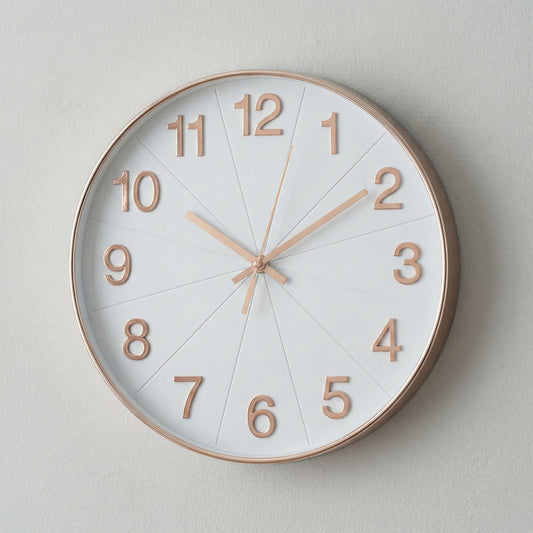 Wall Clock 8206 White & Ros Gold
