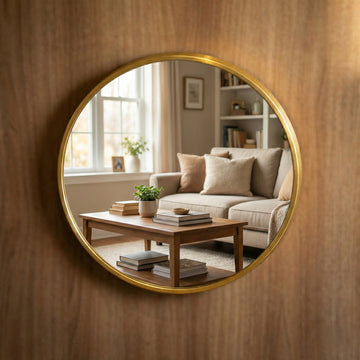 Premium Gold Frame Round Wall Mirror