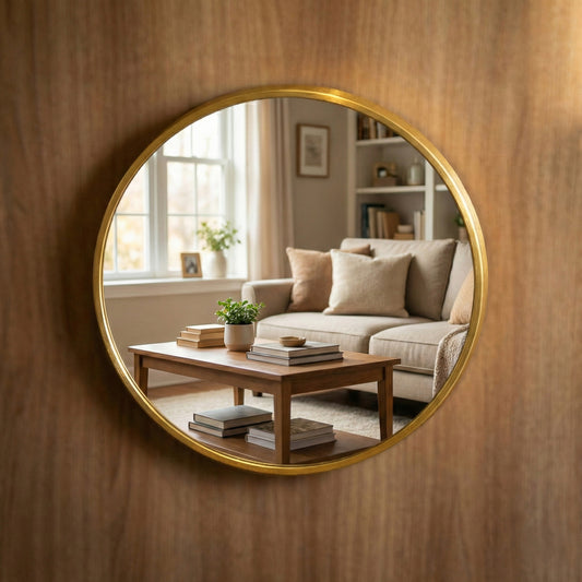 Premium Gold Frame Round Wall Mirror