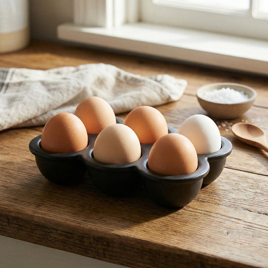 6-Slot Ceramic Egg Holder Tray