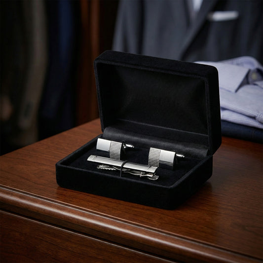 Men’s Classic Cufflink & Tie Clip Set