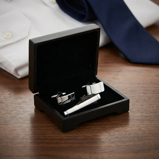 Men’s Classic Cufflink & Tie Clip Set