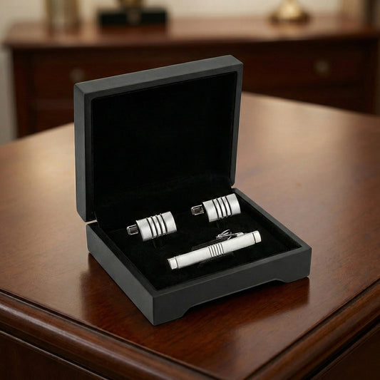 Men’s Classic Cufflink & Tie Clip Set