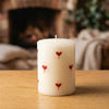 Red Heart painted Scented Pillar Candle