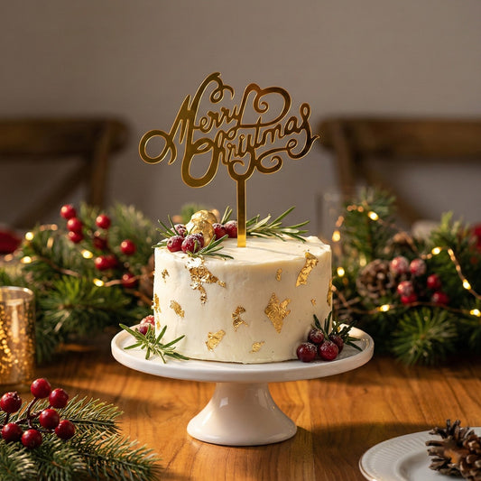 Elegant Christmas Cake Topper