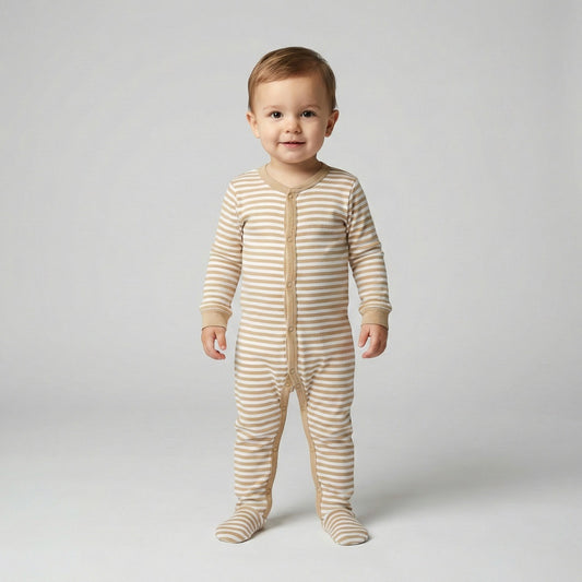 Baby Striped Full-Length Sleepsuit