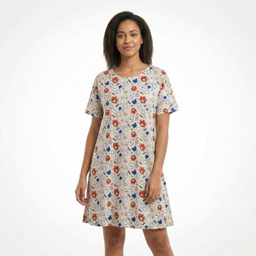 Women's Printed Short Sleeve Night Dress
