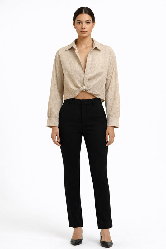 Women's Front Twisted Long Sleeve blouse