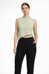 Women's Mock Neck Asymmetrical Crop Top