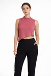 Women's Mock Neck Asymmetrical Crop Top