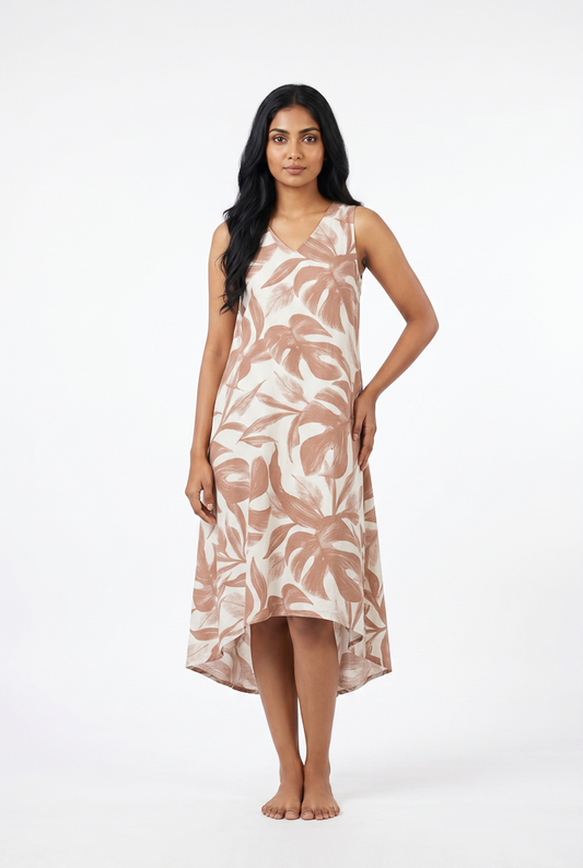 Womens Sleeveless, V-neck midi dress