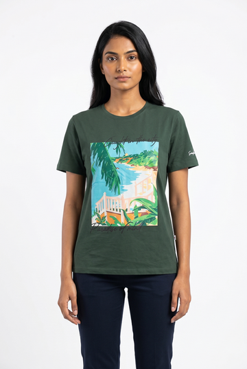 Womens Printed crew-neck t-shirt