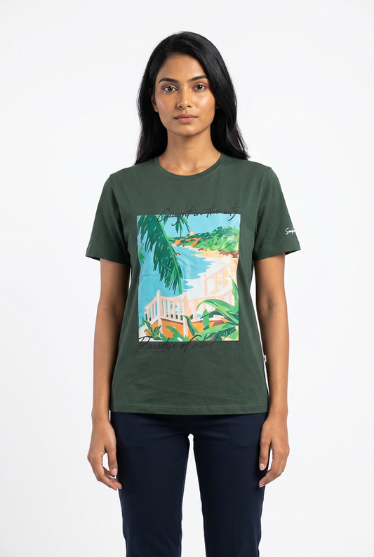 Womens Printed crew-neck t-shirt