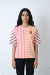 Women's Multi-Directional Striped Casual T-Shirt